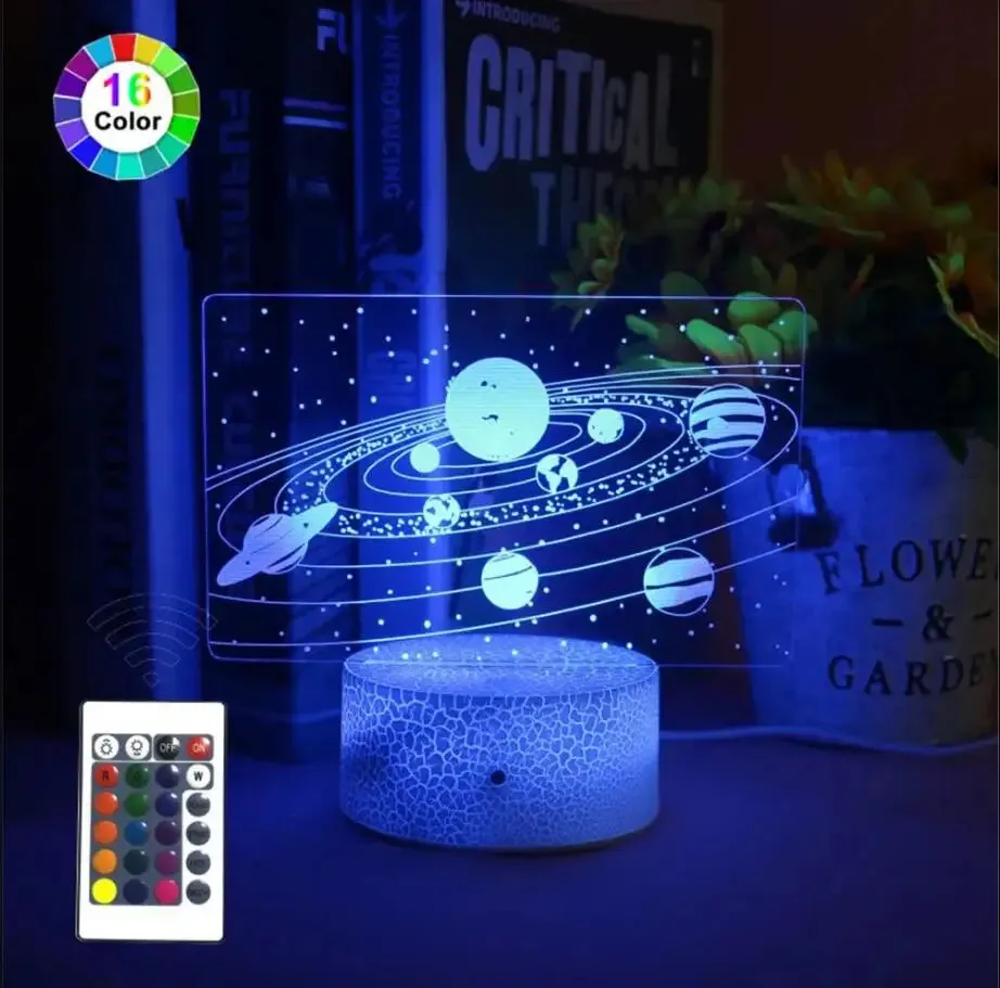 3D LED Solar System Illusion Night Light