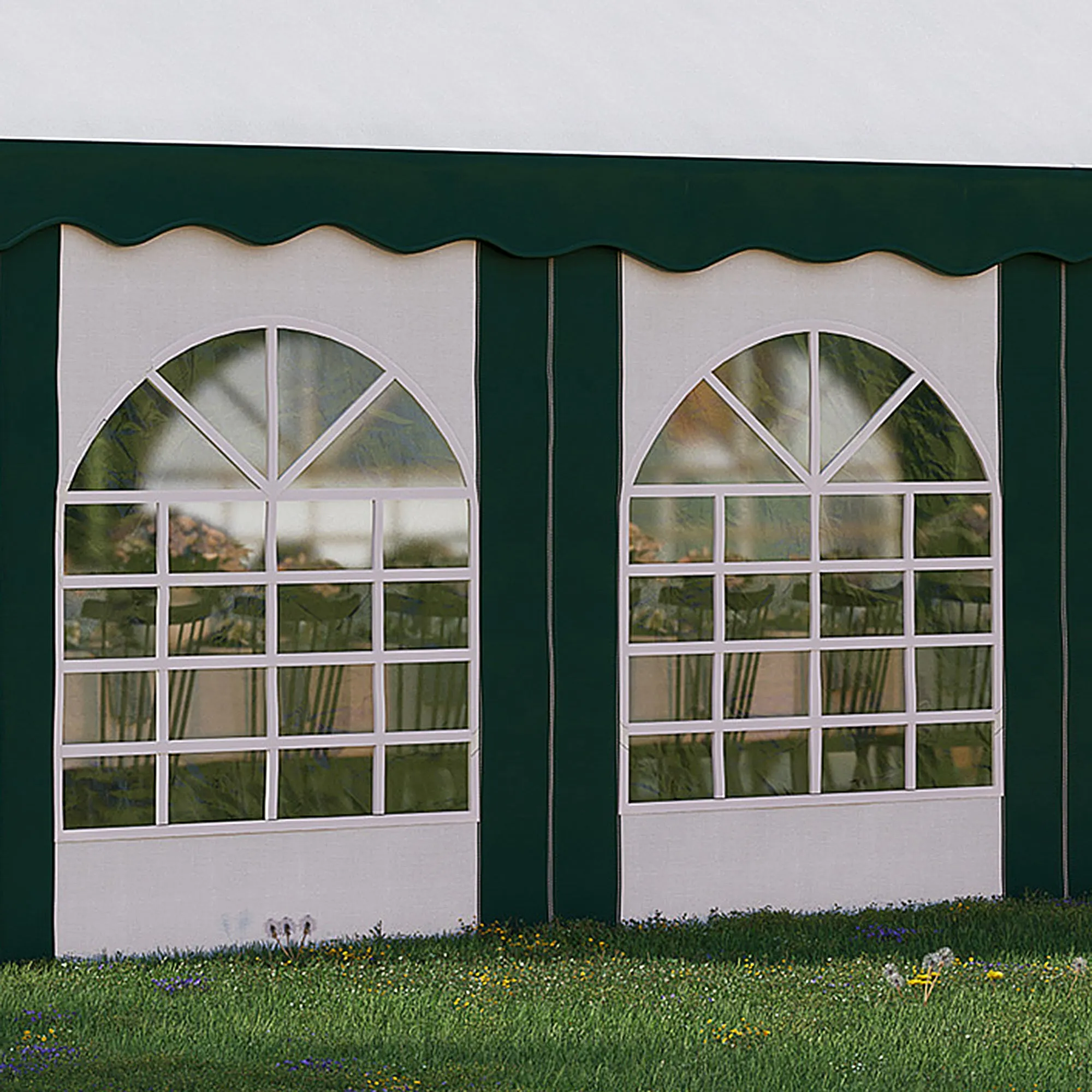 8 x 4m Garden Gazebo with Sides, Galvanised Marquee Party Tent with Eight Windows and Double Doors, for Parties, Wedding and Events