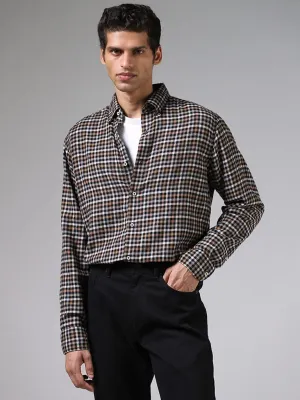 Ascot Black & Brown Checkered Cotton Relaxed-Fit Shirt