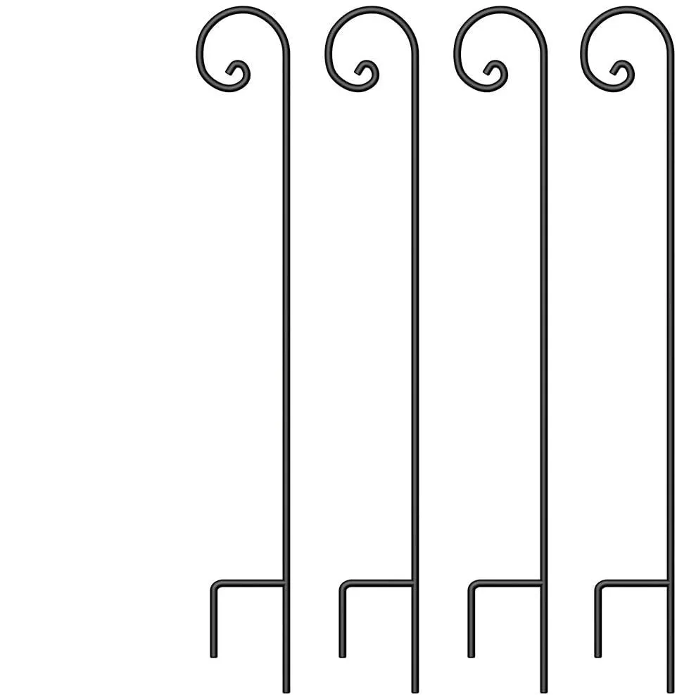 BEAU JARDIN 4 Pack Shepherd Hook 92in 3/5in Thick Bird Feeder Pole Premium Heavy Duty Metal Garden Plant Wedding BG260