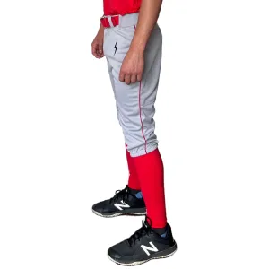 BRUCE BOLT Premium Pro Baseball Knicker - GREY w/ Red