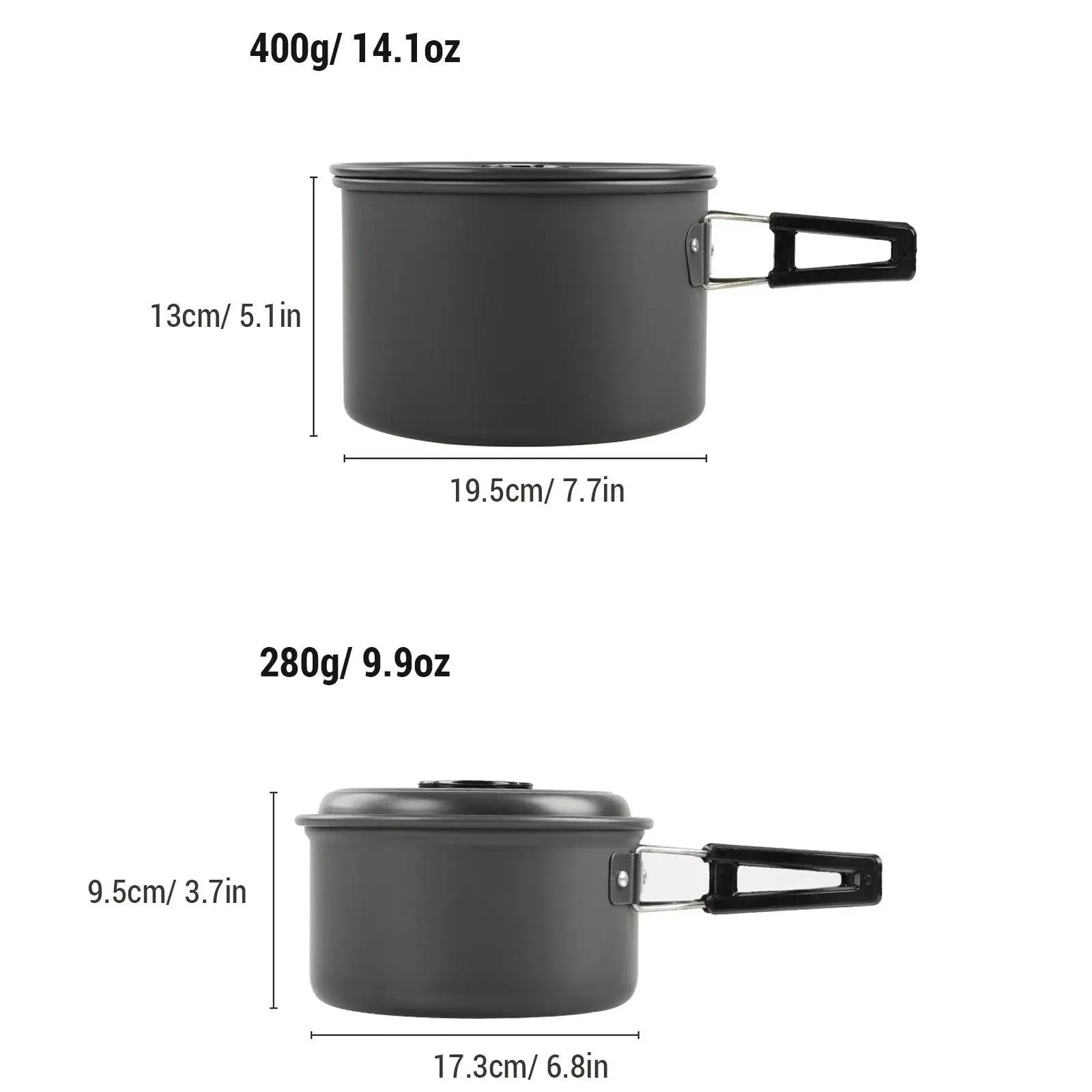 Camping Cookware Mess Kit Non-Stick Pot Frying Pan Teapot Set with Kettle Rice Shovel Fork Spoon and Kinfe for Camping Hiking