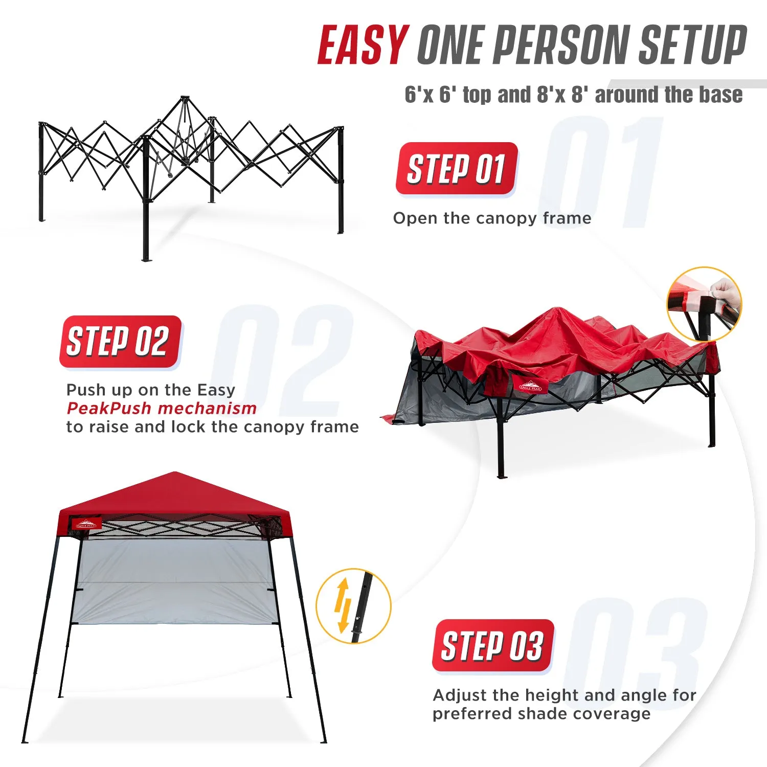 EAGLE PEAK Day Tripper 8x8 Slant Leg Canopy w/ Backpack (36 sqft of Shade)