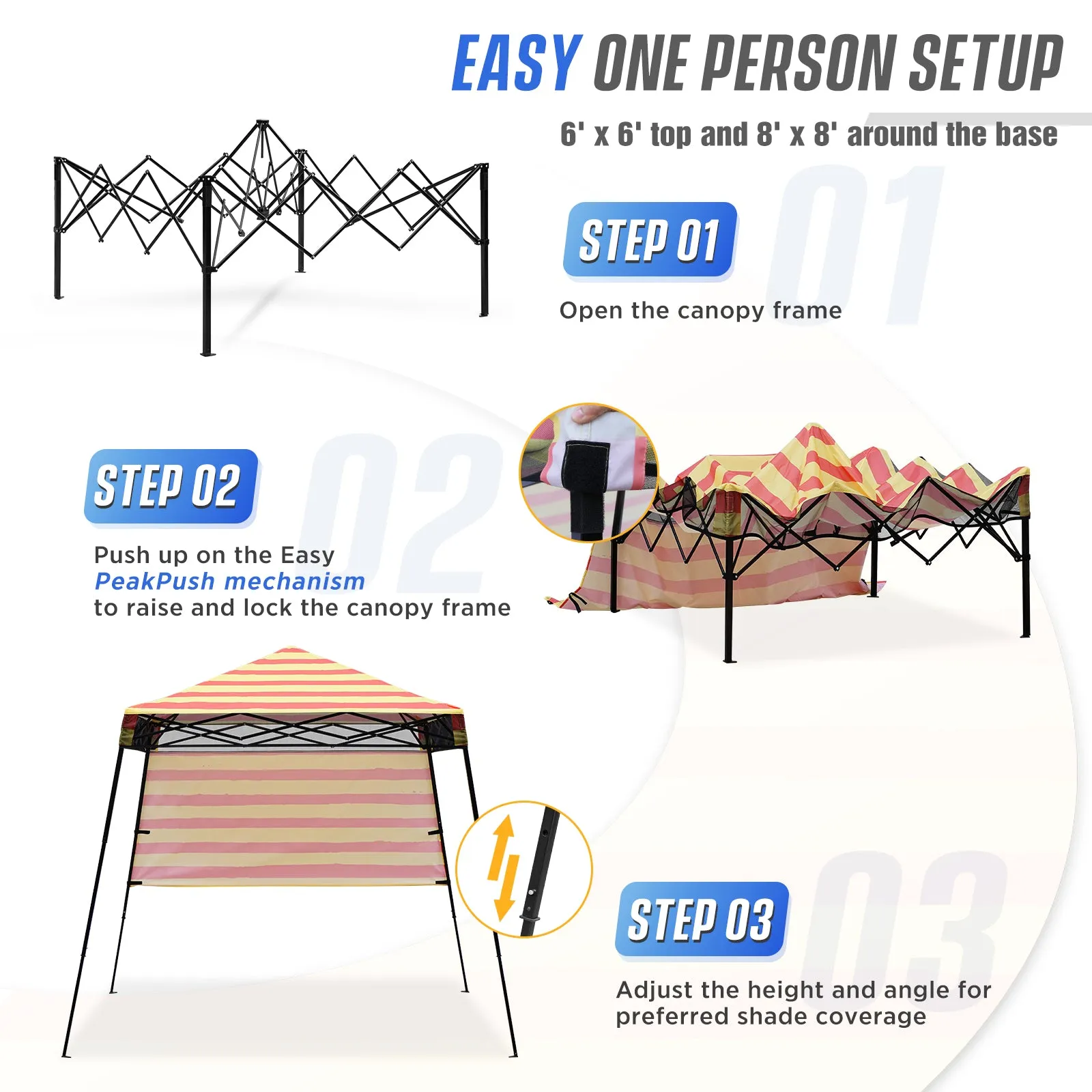 EAGLE PEAK Day Tripper 8x8 Slant Leg Canopy w/ Backpack (36 sqft of Shade)