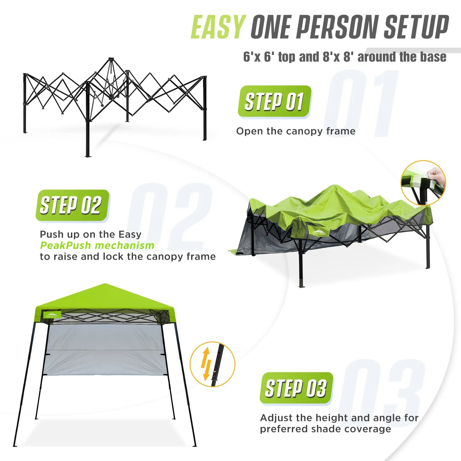 EAGLE PEAK Day Tripper 8x8 Slant Leg Canopy w/ Backpack (36 sqft of Shade)