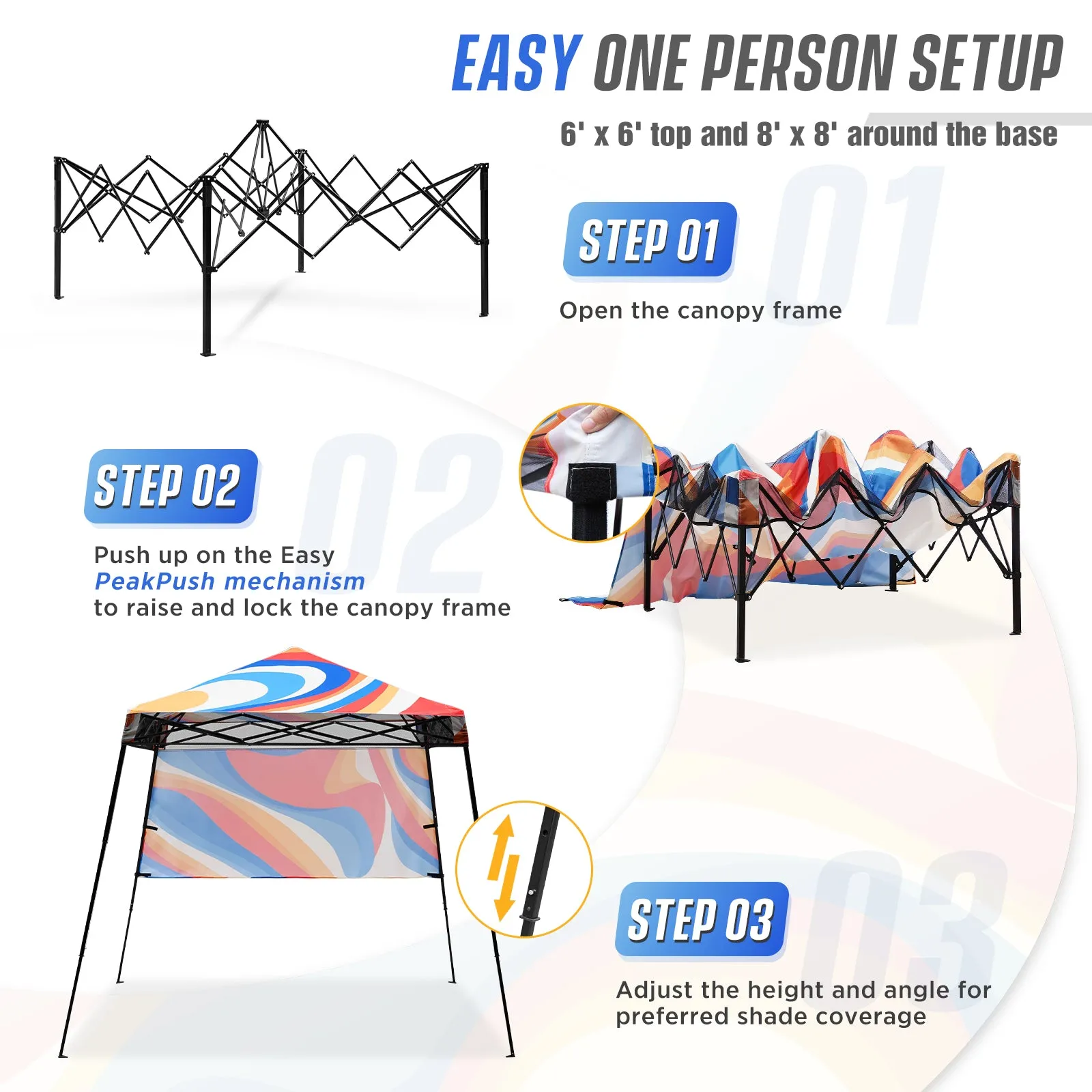 EAGLE PEAK Day Tripper 8x8 Slant Leg Canopy w/ Backpack (36 sqft of Shade)