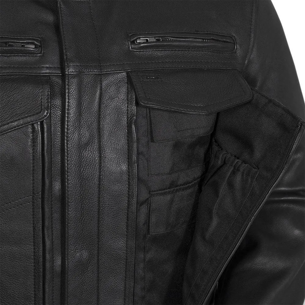 First Mfg Mens Raider Vented Leather Motorcycle Jacket