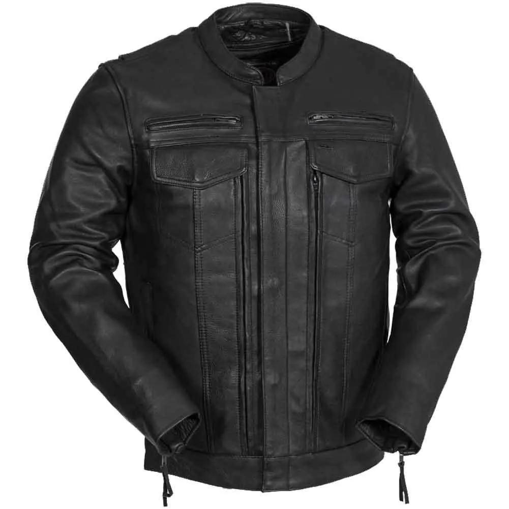 First Mfg Mens Raider Vented Leather Motorcycle Jacket