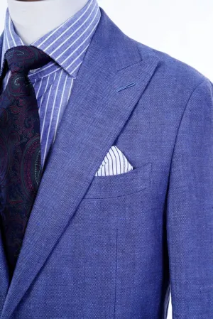 Giovanni Blue Herringbone Linen Suit