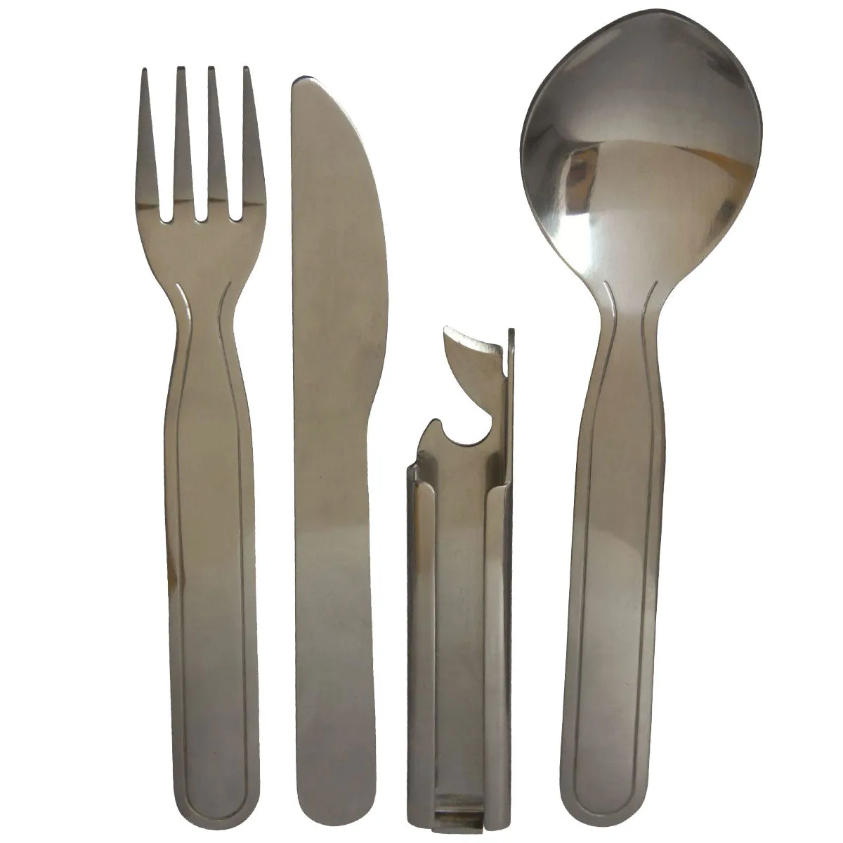 Highlander Military-Grade KFS Cutlery Set with Knife, Fork, Spoon, and Clip