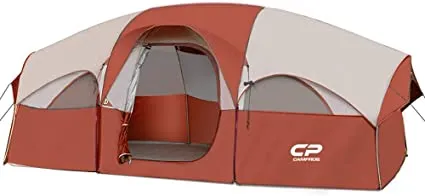 ITEM# 0056   Tent-8-Person-Camping-Tents, Waterproof Windproof Family Tent, 5 Large Mesh Windows, Double Layer, Divided Curtain for Separated Room, Portable with Carry Bag (Watch Video)