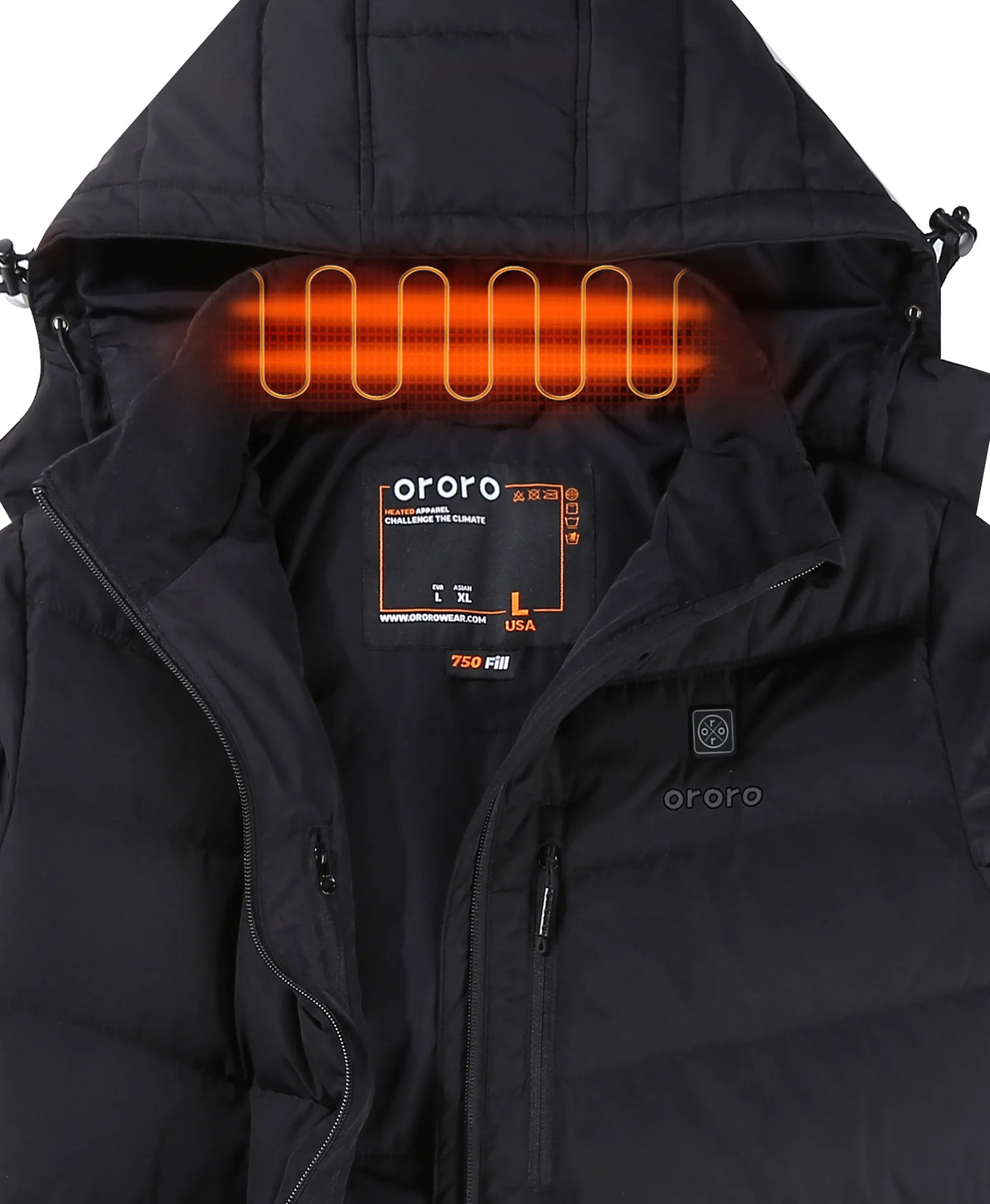 Men's Heated Down Jacket - Black