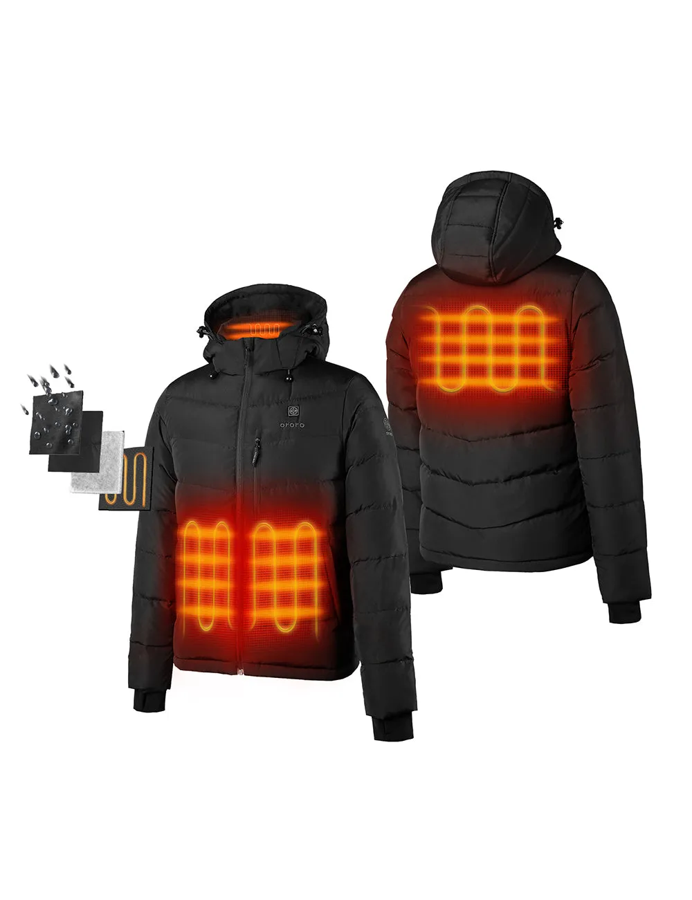 Men's Heated Down Jacket - Black