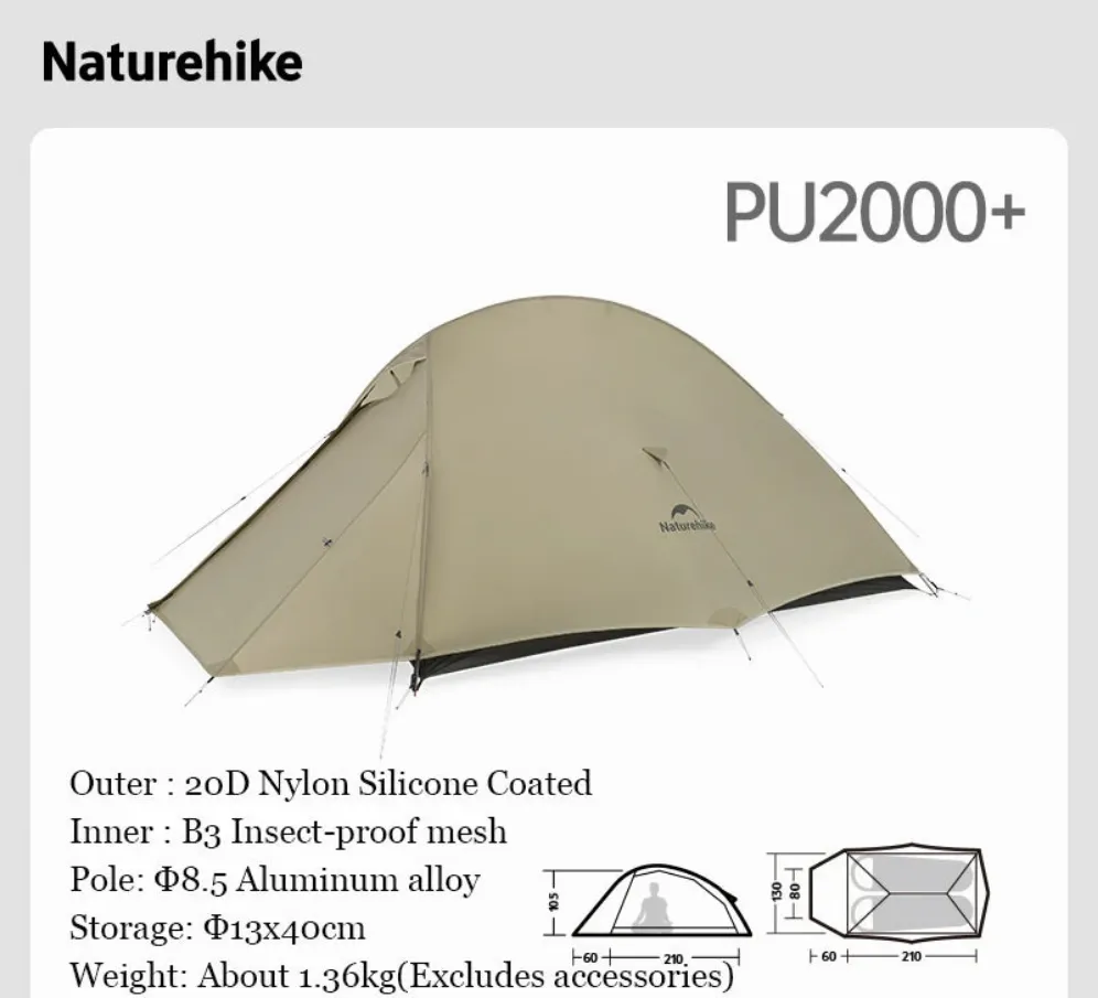 Naturehike Cloud Up Plus 2 Person Tent