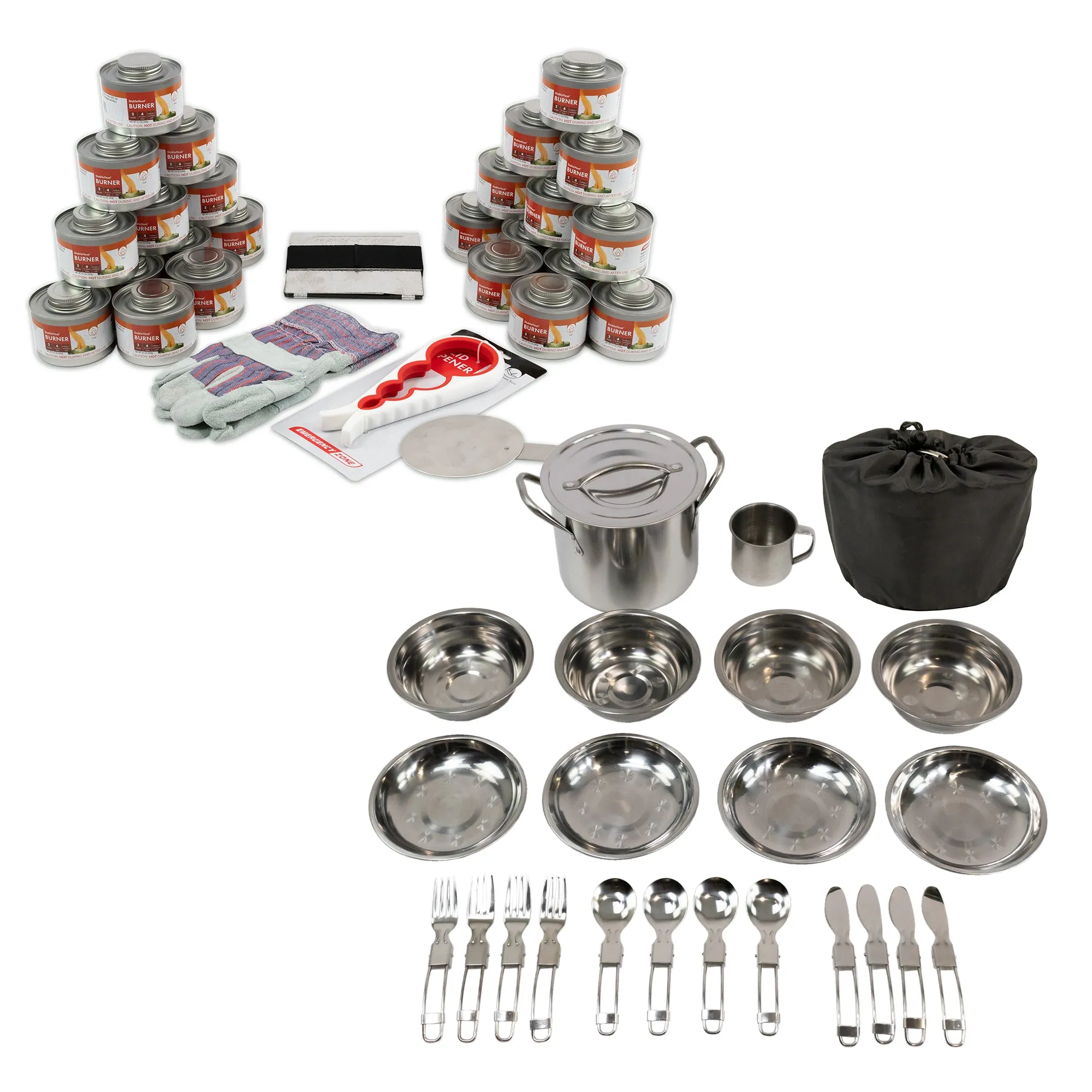 New & Improved Premium StableHeat Fuel Storage Set with Cooking Set