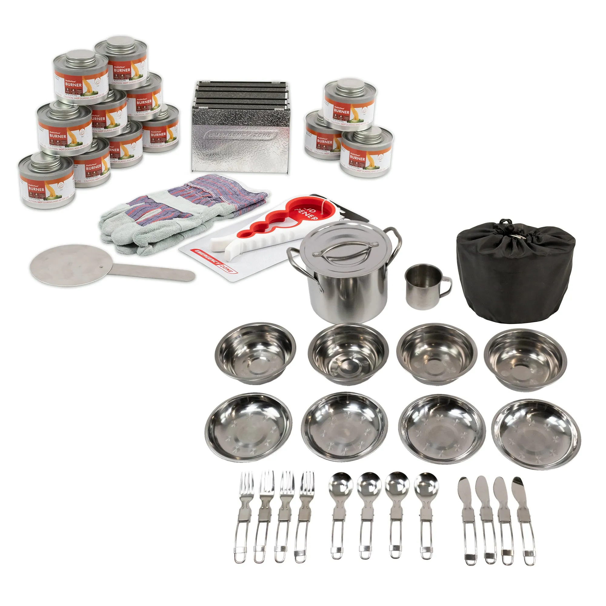 New & Improved Premium StableHeat Fuel Storage Set with Cooking Set