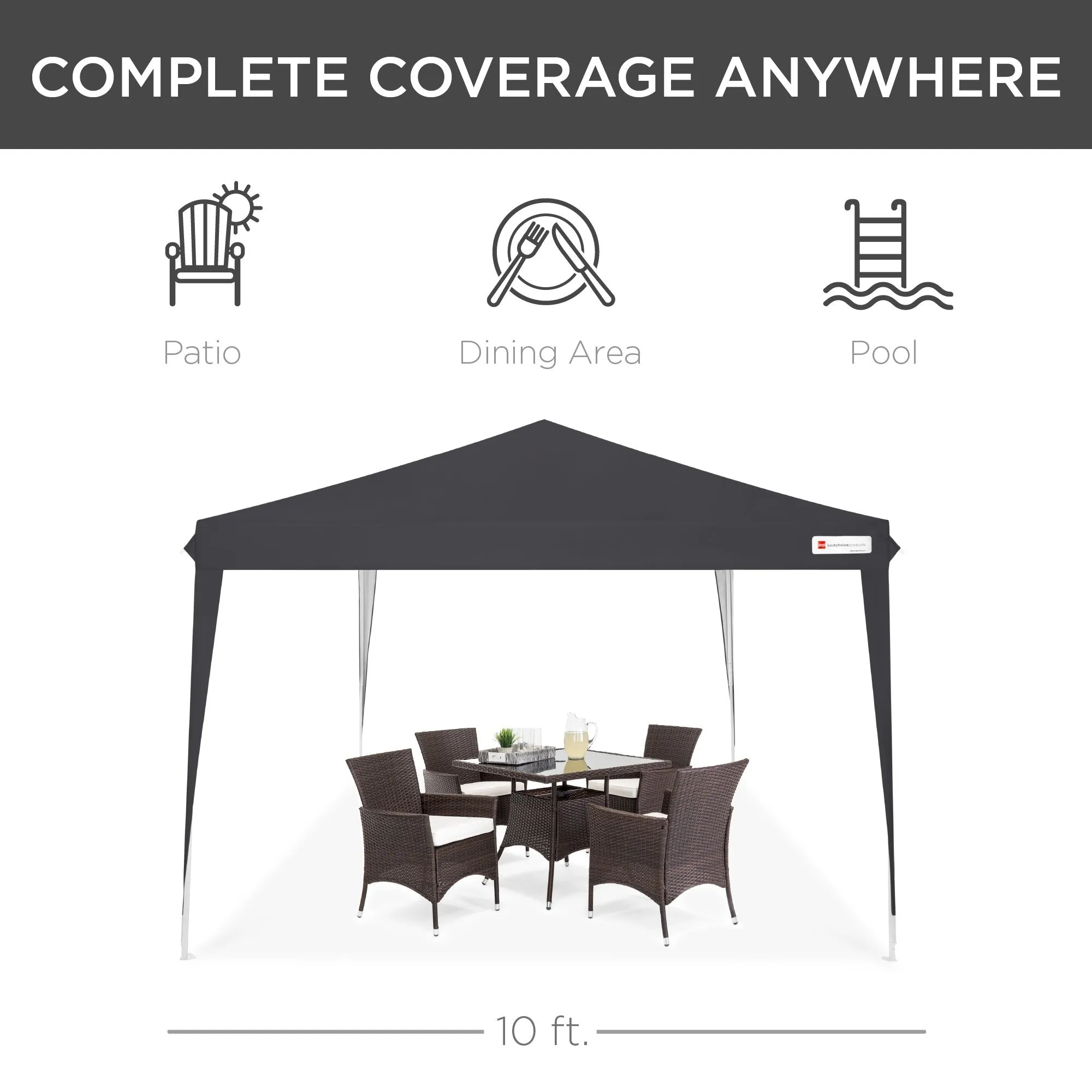 Outdoor Portable Pop Up Canopy Tent w/ Carrying Case, 10x10ft