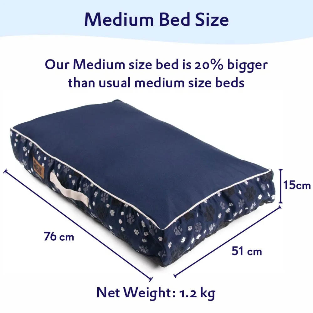 Petter World Outdoor Artisanal Rectangular Cushion Mattress Bed with Washable Cover for Dogs (Ensign Blue)