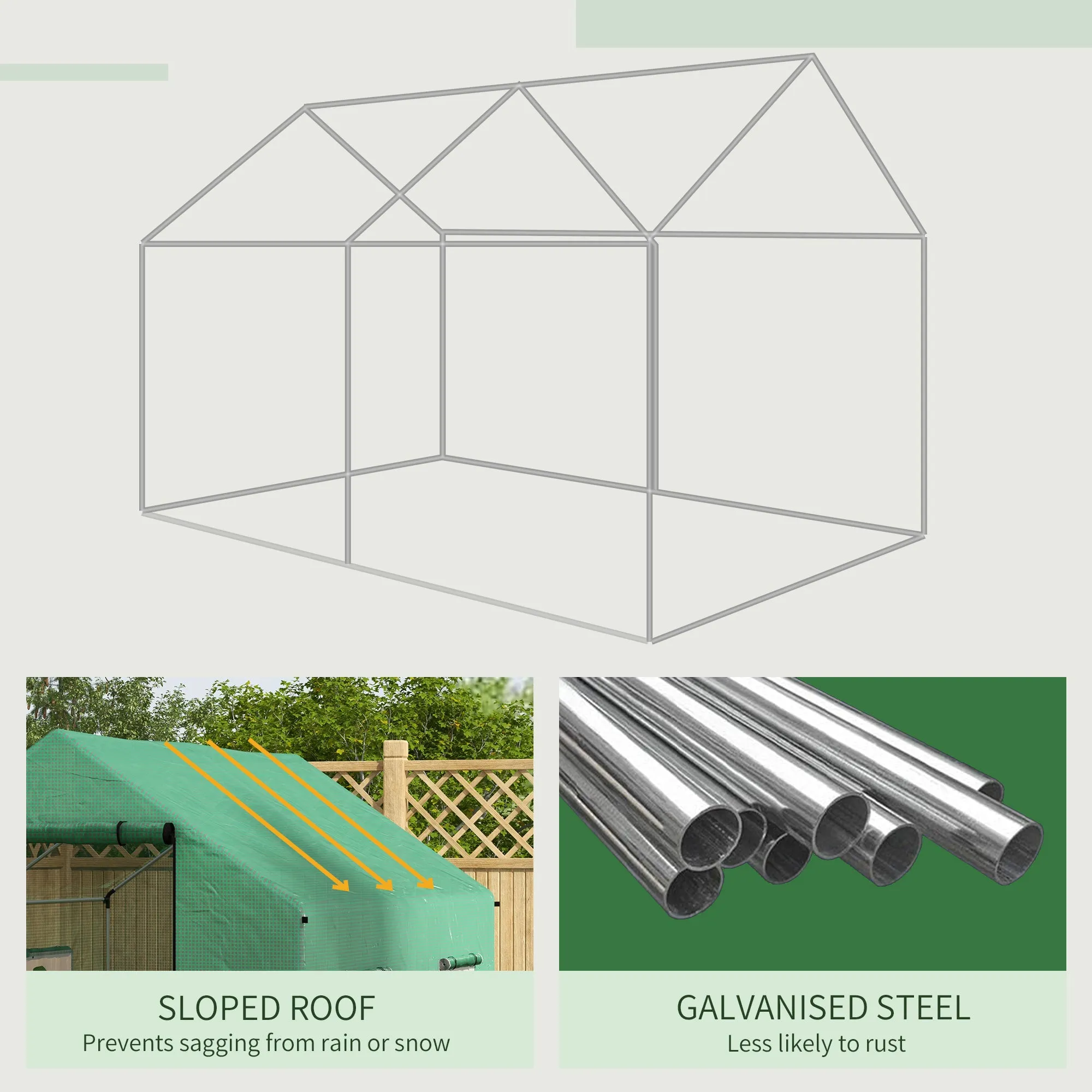 Polyethylene Walk-in Polytunnel Greenhouse, 2 x 3(m), Green