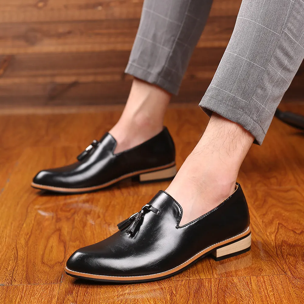 Rich Leather Tassel Slip-On Loafer Dress Shoes