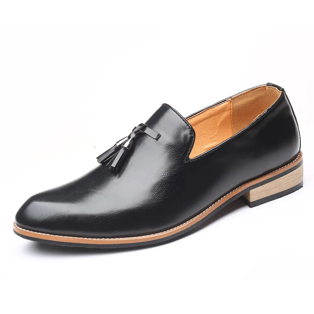 Rich Leather Tassel Slip-On Loafer Dress Shoes