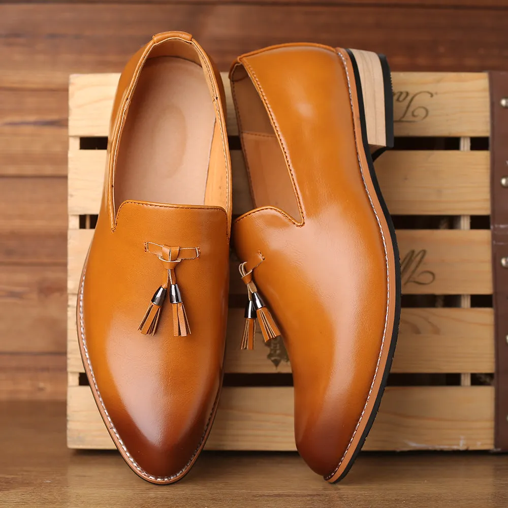 Rich Leather Tassel Slip-On Loafer Dress Shoes