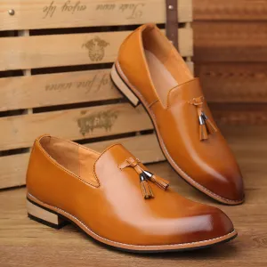 Rich Leather Tassel Slip-On Loafer Dress Shoes