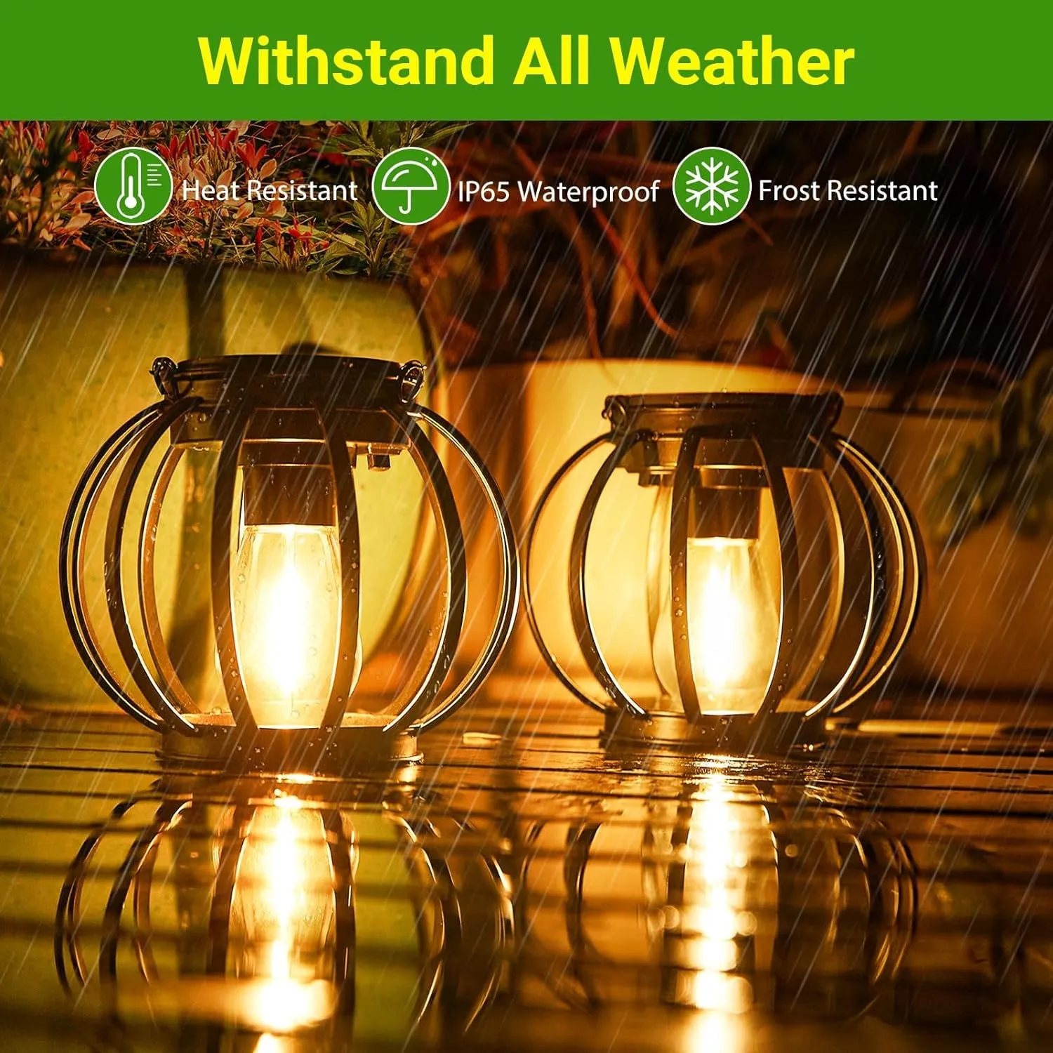 Solar Lanterns Outdoor Lights, Upgraded Metal Solar Lantern Lights, Brighter Hanging Solar Lights Outdoor Waterproof, Auto On/Off Outdoor Solar Lights for Yard Garden Patio Pathway Decor 2 Pack