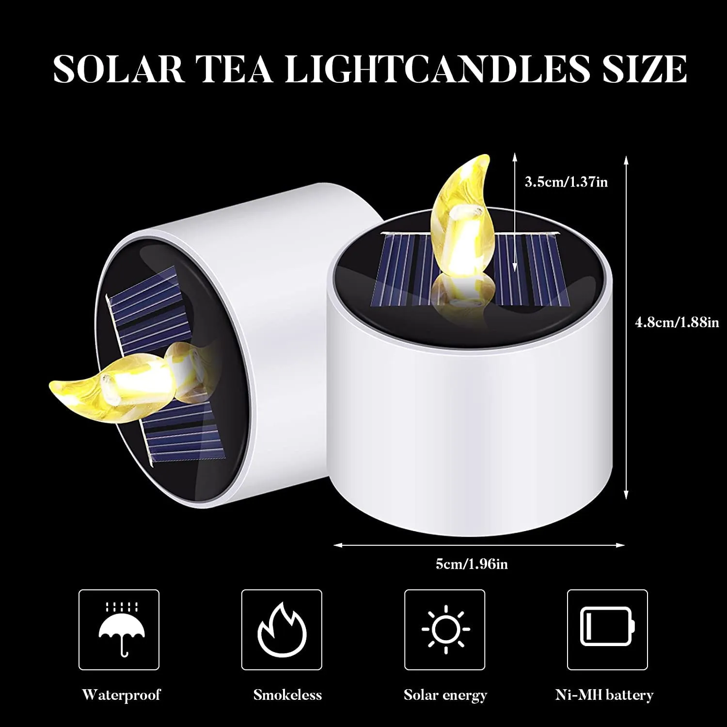 Solar Tea Lights,6PCS Waterproof Solar Power Tealights Outdoor,Flameless Flickering LED Tealight Candle with Dusk to Dawn Light Sensor,Reusable Candle Lights for Party,Garden Camping Home Decor