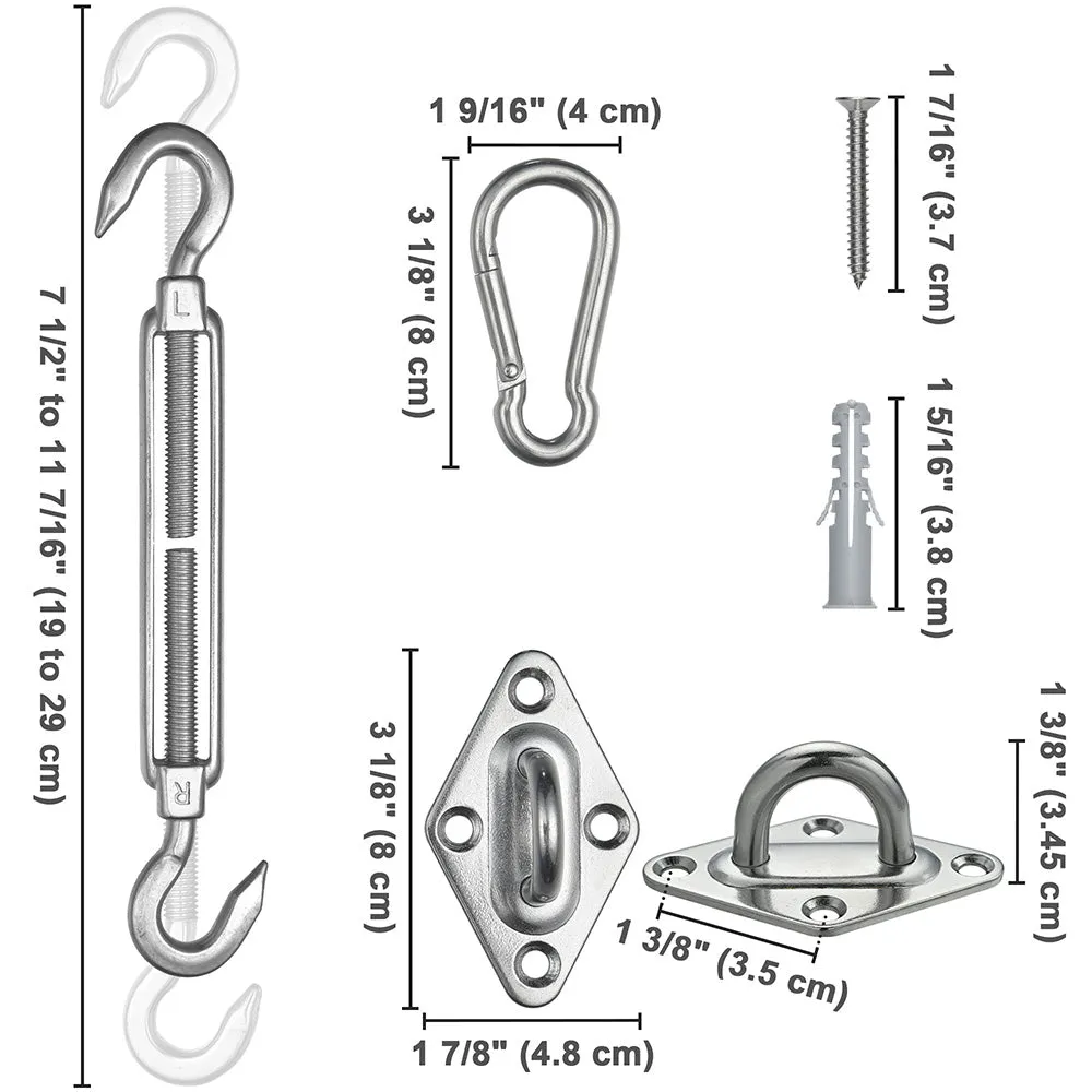 Stainless Steel Pad Eye Turnbuckle Carabiner, 6 Hardware Kit