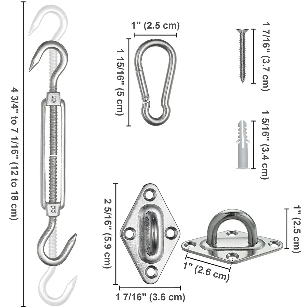 Stainless Steel Pad Eye Turnbuckle Carabiner, 6 Hardware Kit