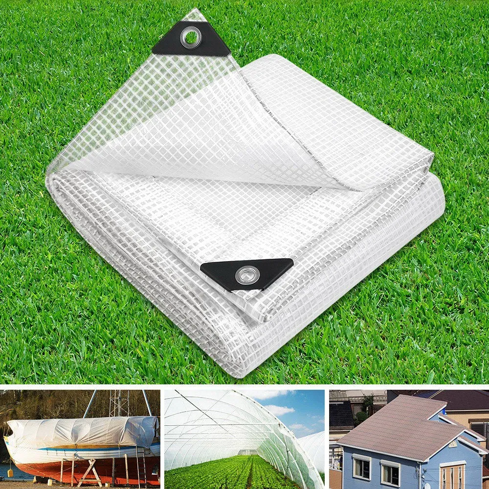 Tarp Camping Tarps Poly Tarpaulin Heavy Duty Cover 135gsm White 5 x 10m