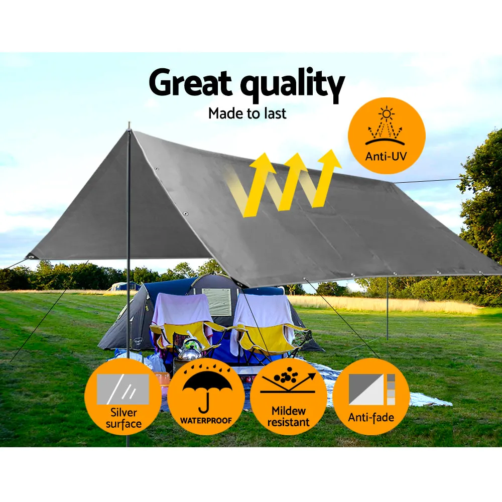 Tarp Camping Tarps Poly Tarpaulin Heavy Duty Cover 180gsm Silver 7.3 x 9m