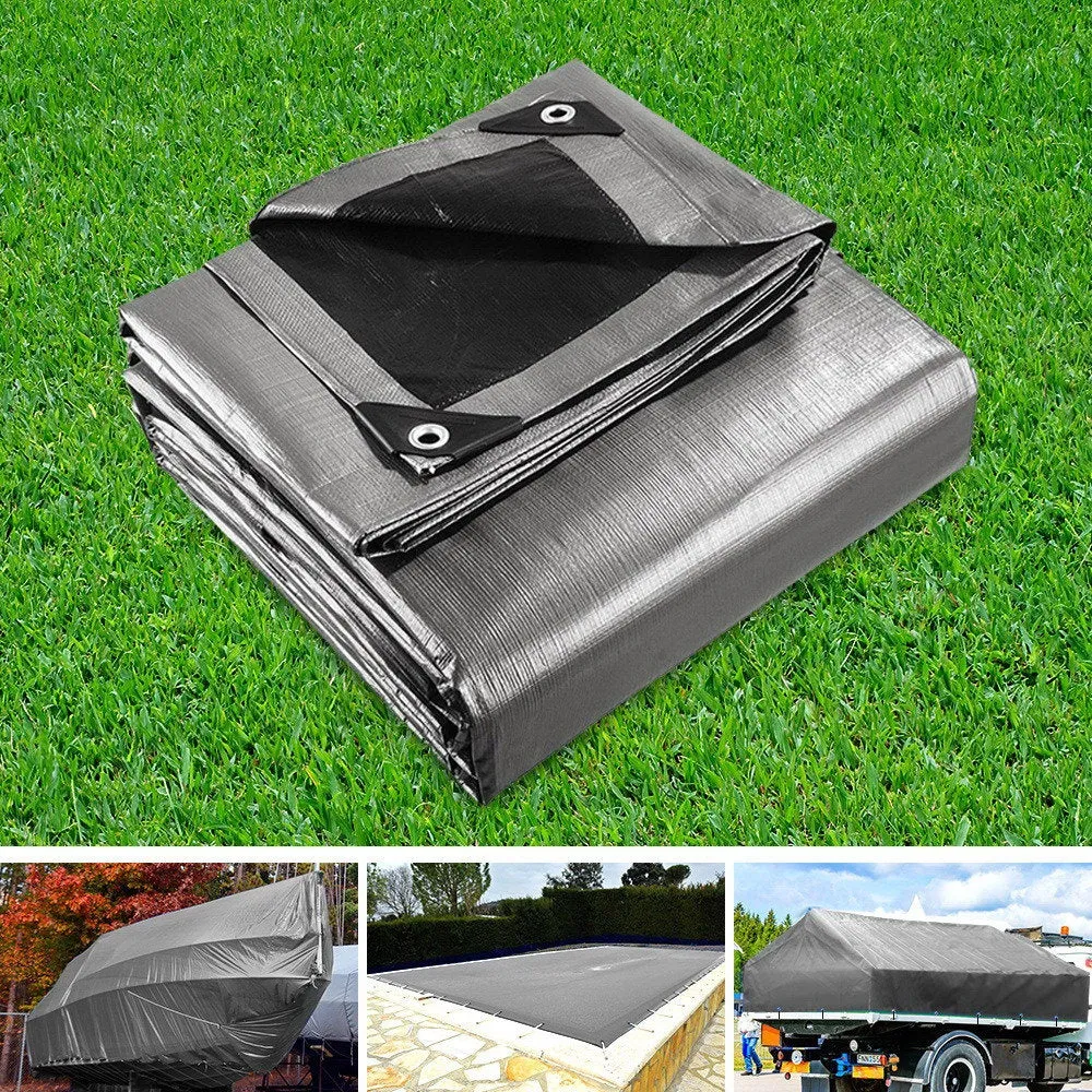 Tarp Camping Tarps Poly Tarpaulin Heavy Duty Cover 180gsm Silver 7.3 x 9m